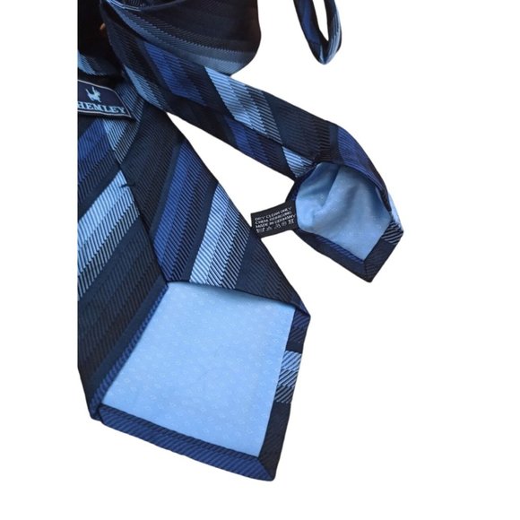 HEMLEY Blue Striped Silk Tie GERMANY 60"/ 4" EC - Picture 7 of 9